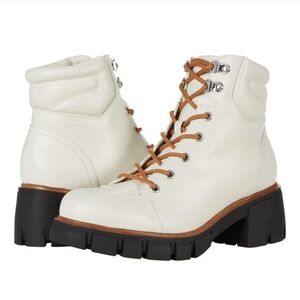 Sale Mia Women's White Lace-Up Ankle Boots